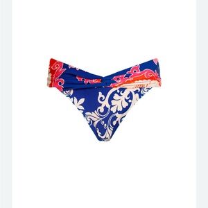 Agua Bendita Blue/Pink/white Floral Bikini bottom size L new